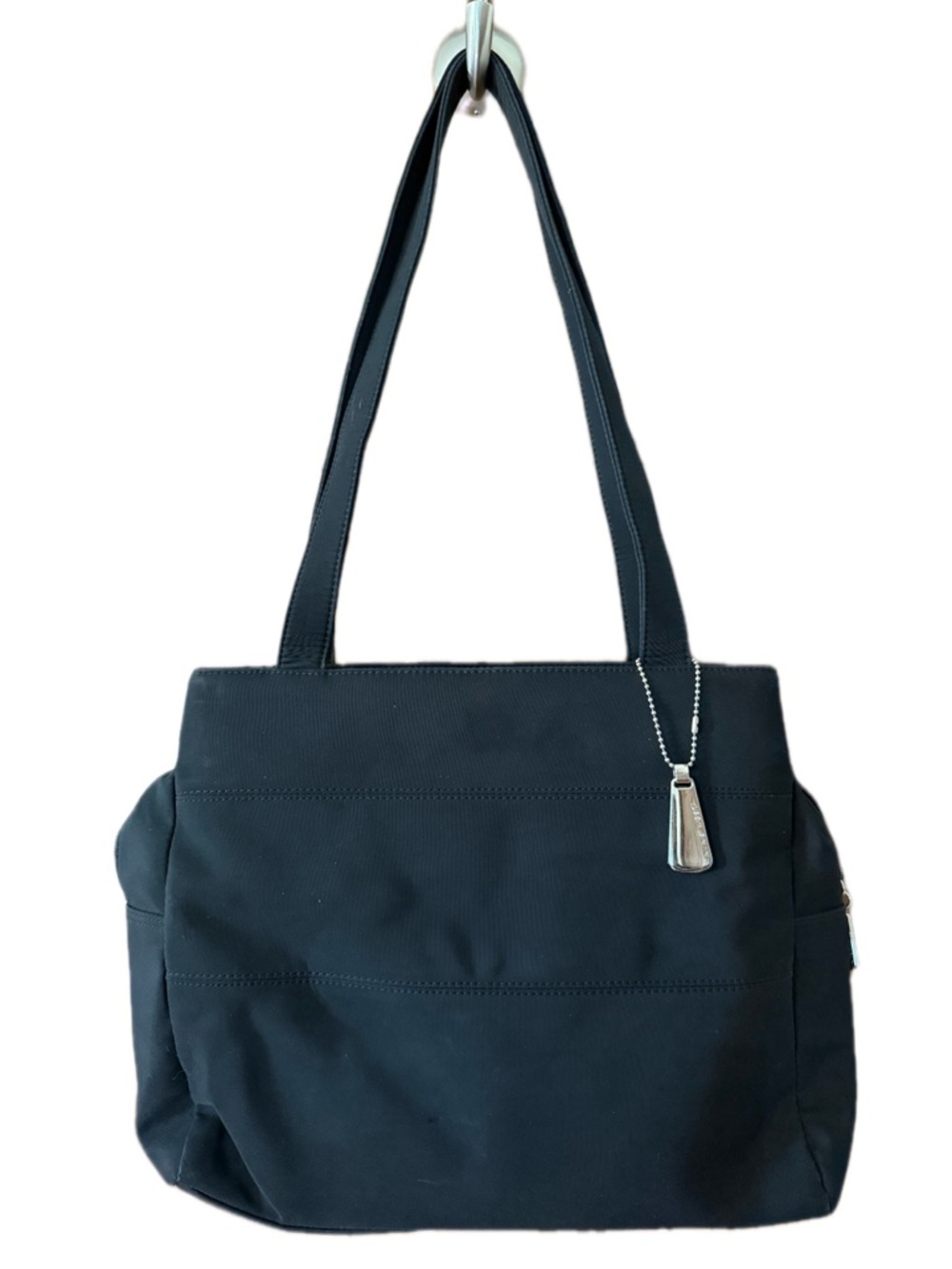 Nine West Classic Black Tote Bag with Silver Accent